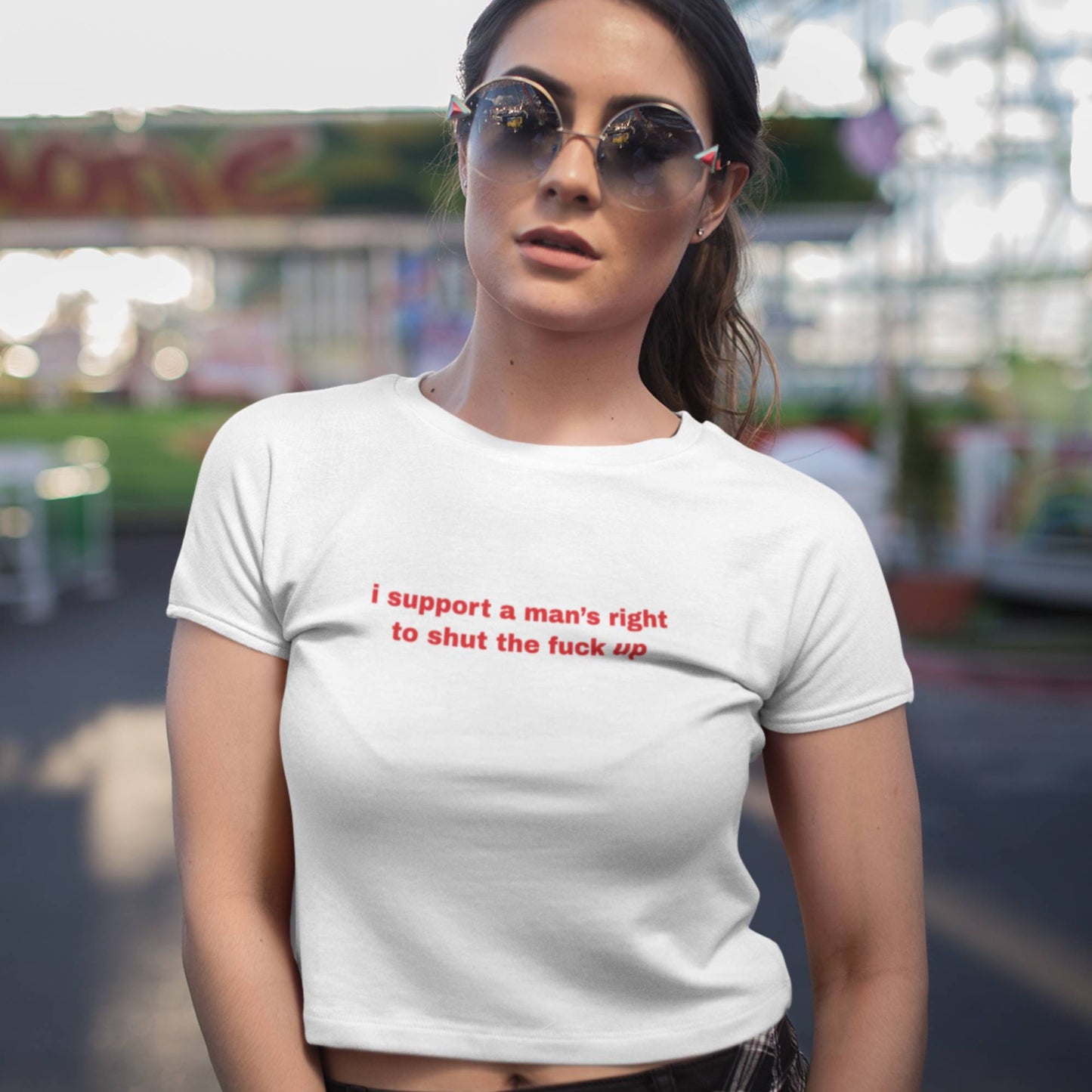 Bavlněný crop top I support a man’s