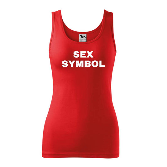 Červené dámské tílko s nápisem SEX SYMBOL