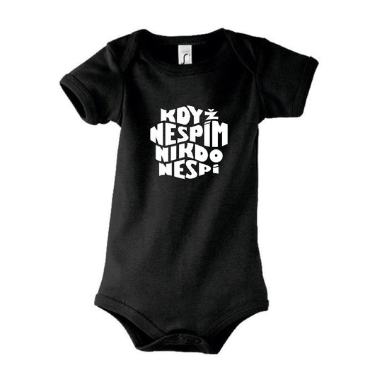 Černé dětské body s potiskem „Když nespím, nikdo nespí“ – dárek pro tetu, ségru i kámošku