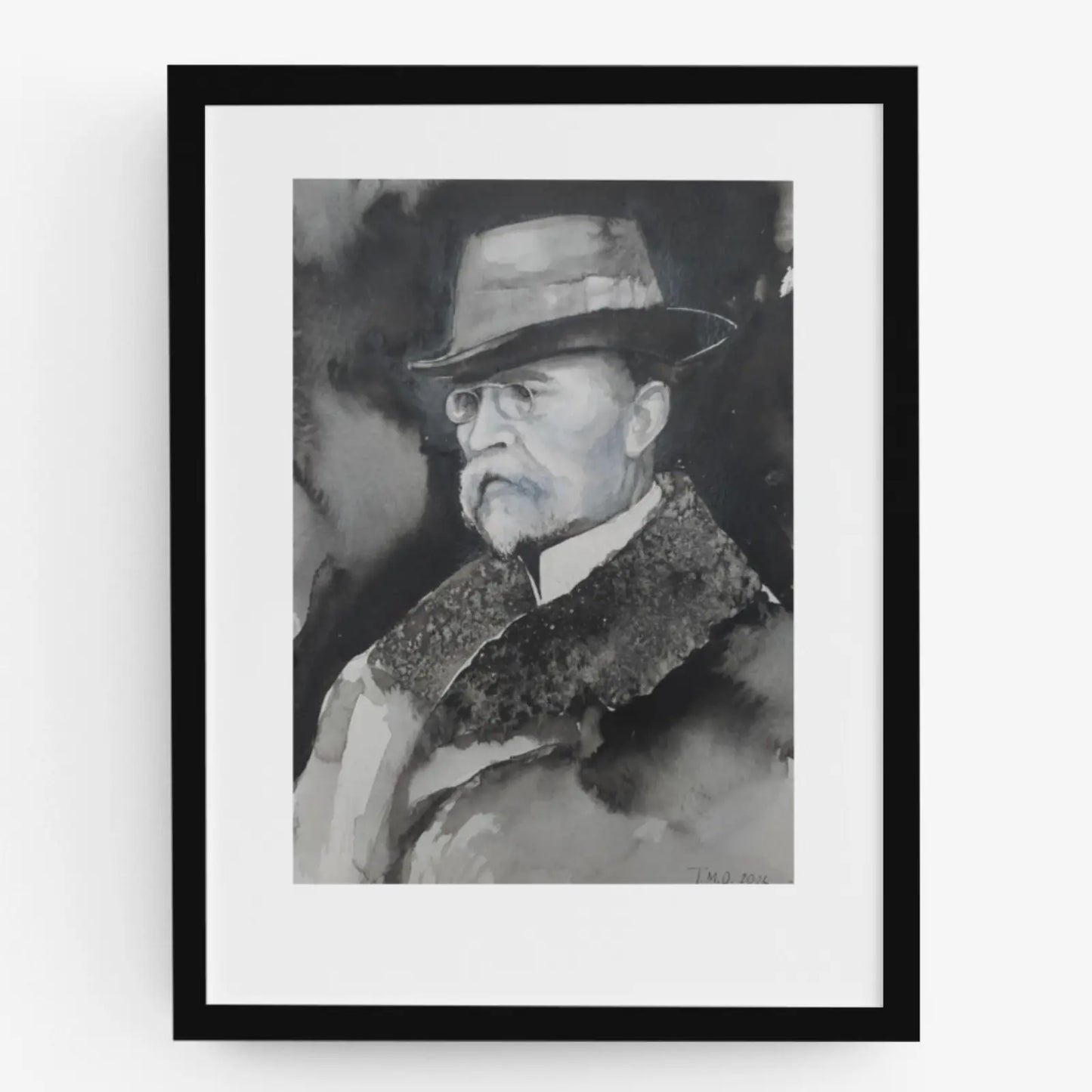 Fotoobraz prezidenta Tomáše Garrigua Masaryka akvarel od Terezy O.