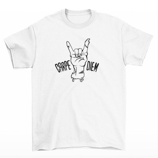 Bílé Halloween tričko s nápisem CARPE DIEM