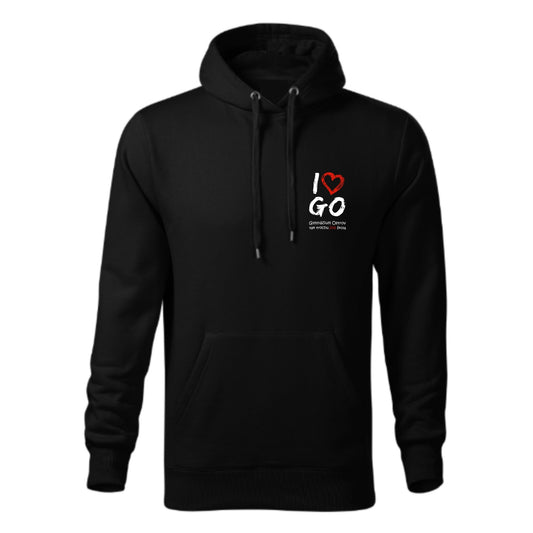 Školní černá mikina pro studenty gymnázia Ostrov - I❤️GO