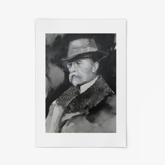 Tisk portrétu prezidenta Tomáš Gariigua Masaryka reprodukce akvarelu od Terezy O.