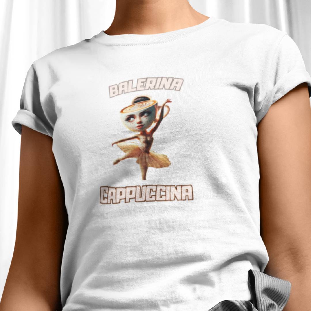 Tričko s nápisem Balerina Cappucina - Italian Brainrot