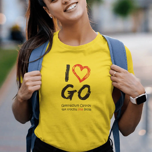 I Love GO - DÁMSKÉ tričko pro fanoušky ostrovského gymnázia - Žluté