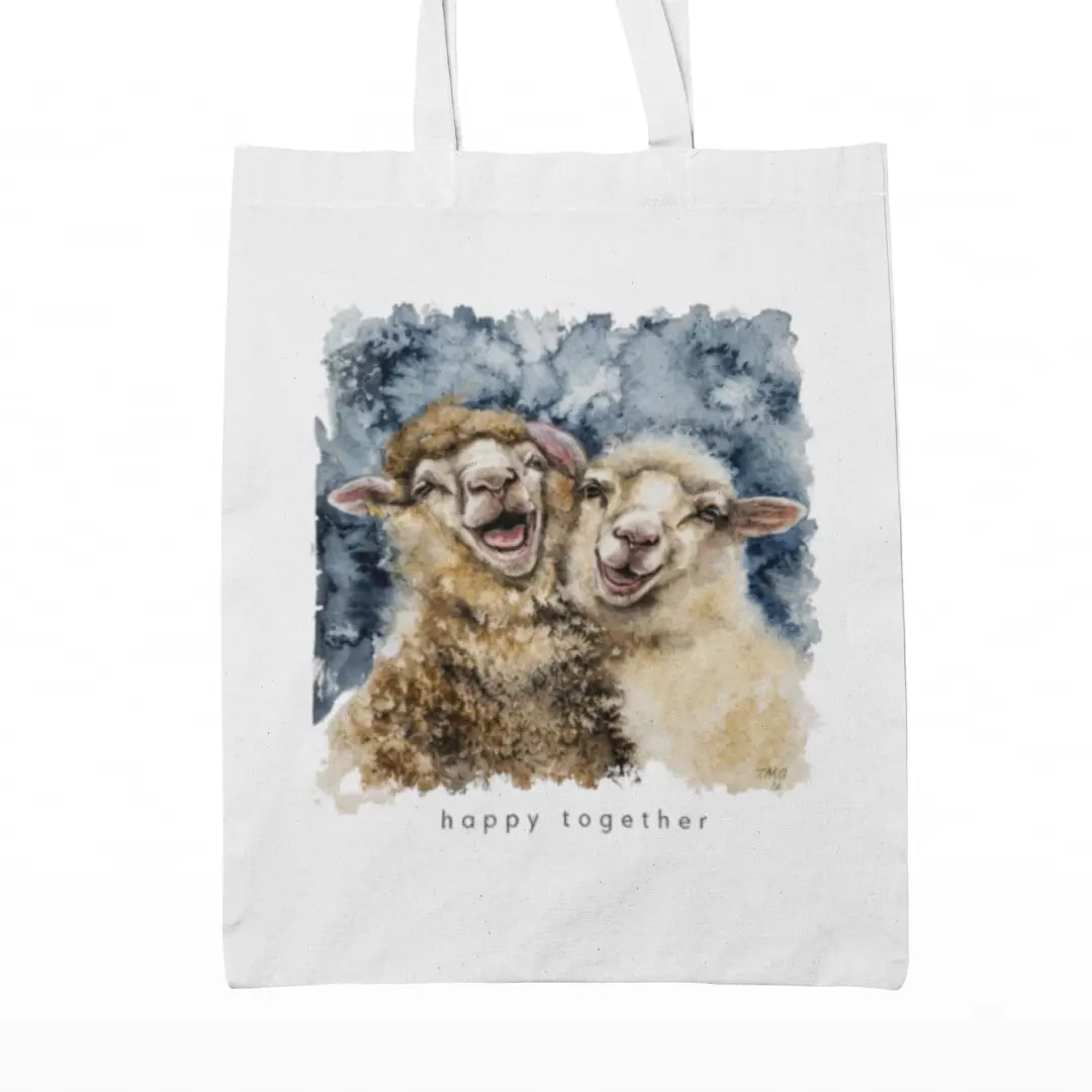 Plátěná taška Veselé ovečky Happy Together – akvarel Tereza O.