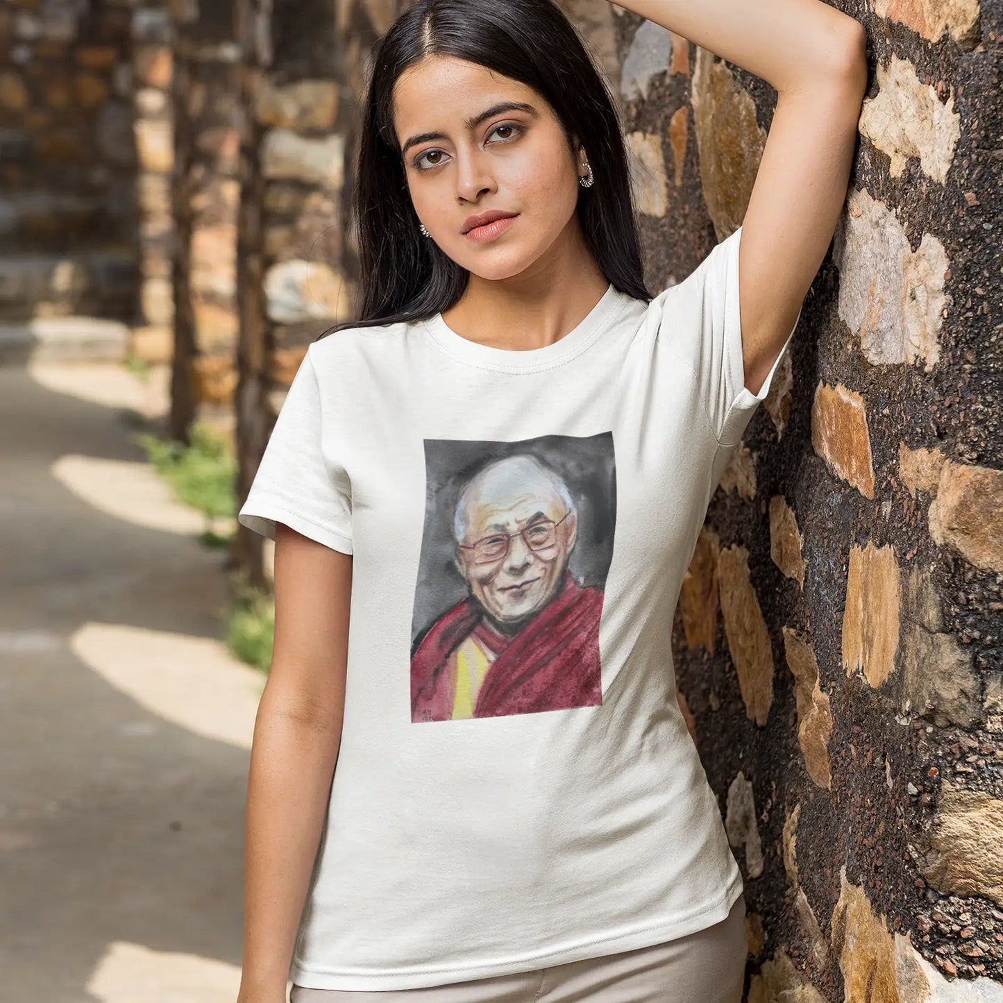 Tričko s portrétem Dalai Lamy - akvarel Tereza O.