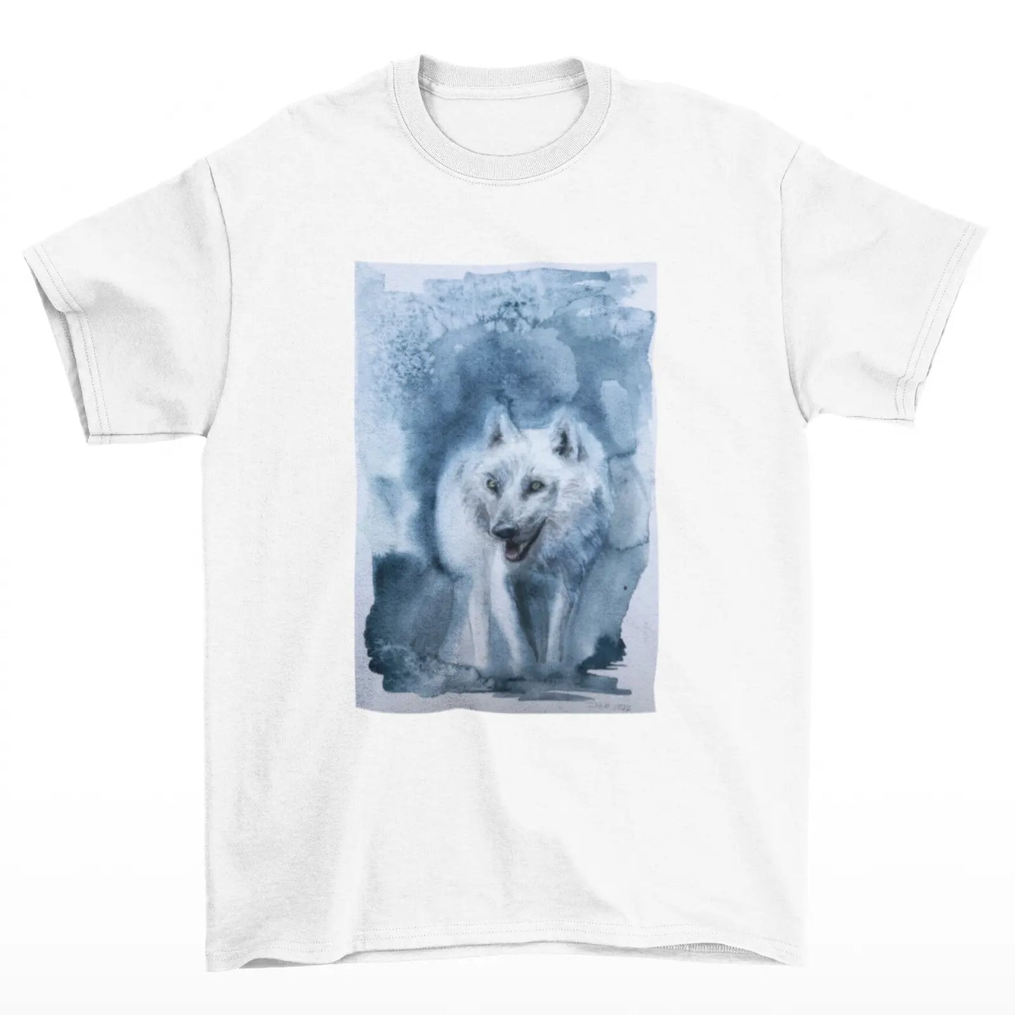 Tričko s bílým vlkem akvarel od Tereza O.