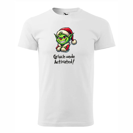 Bílé tričko s Grinchem a nápisem Grinch mode activated!