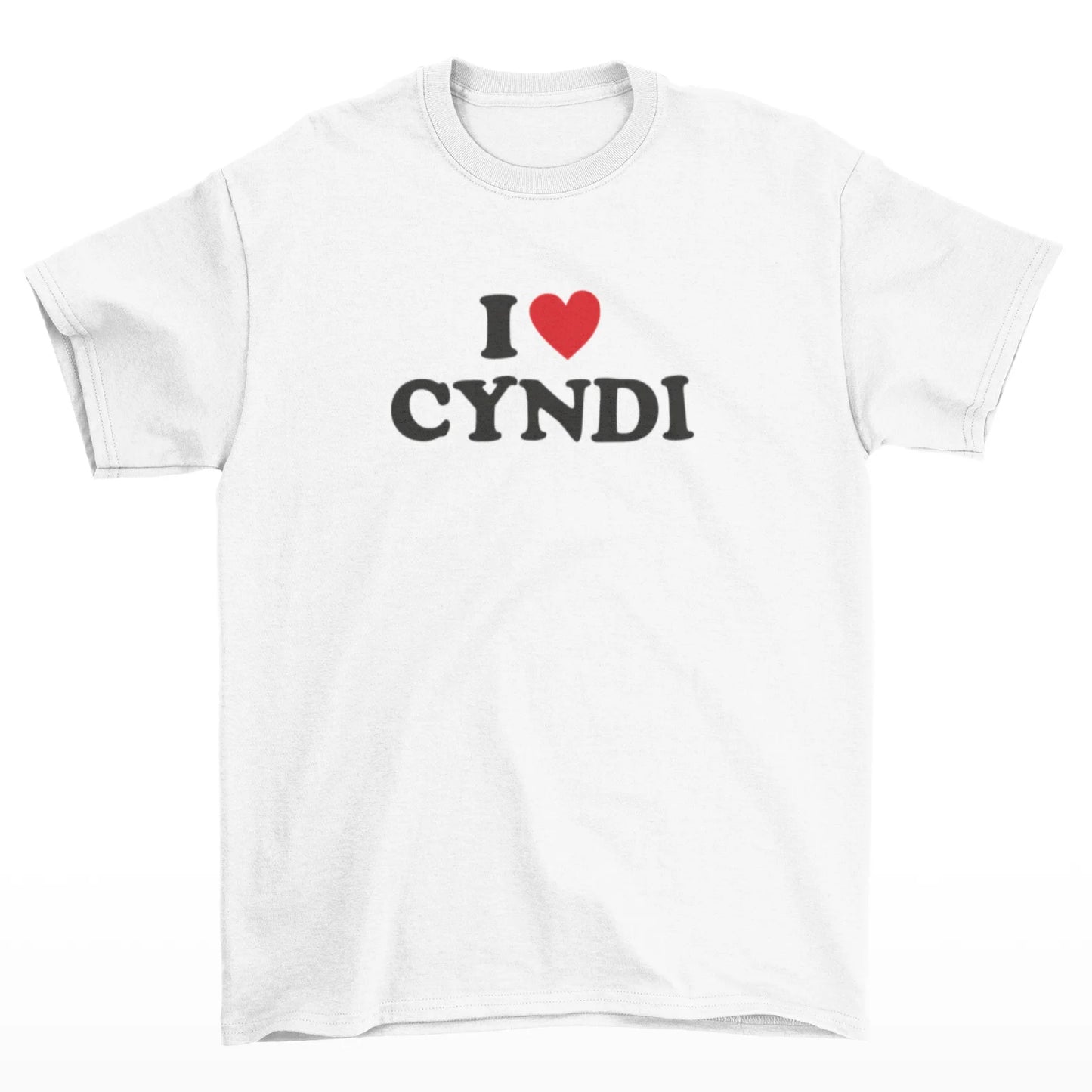 Bílé tričko s nápisem I love Cyndi
