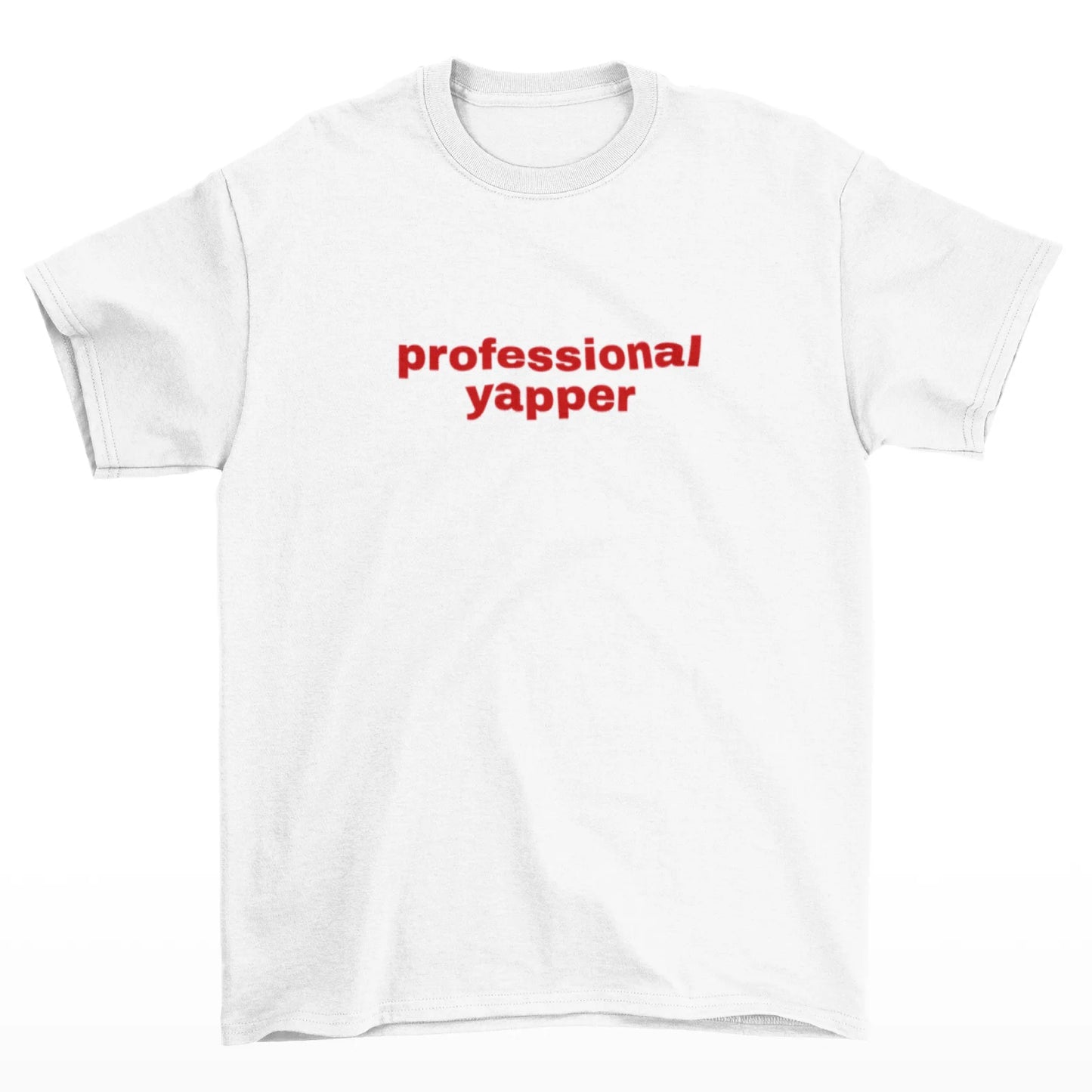 Bílé tričko s červeným nápisem professional yapper