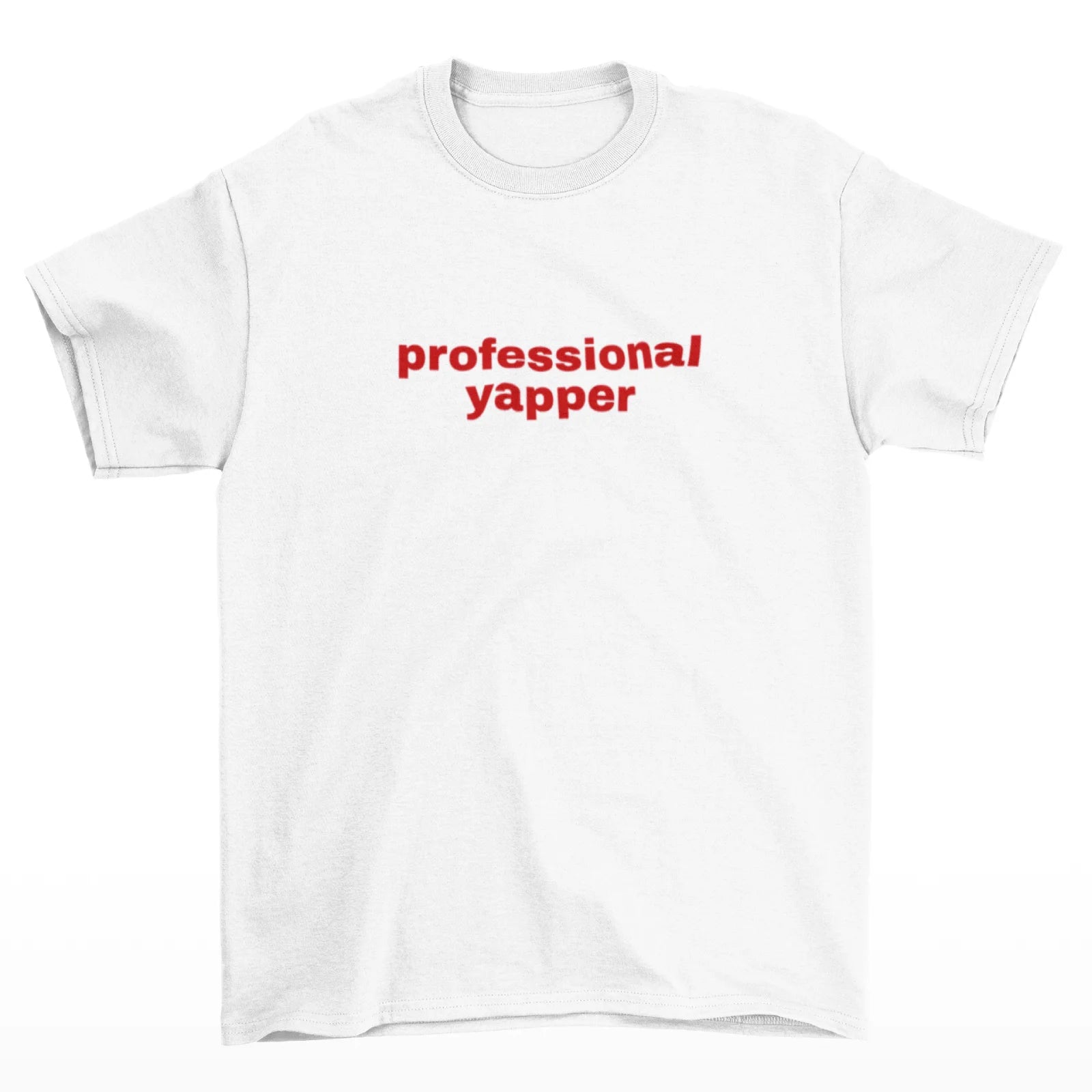Bílé tričko s červeným nápisem professional yapper