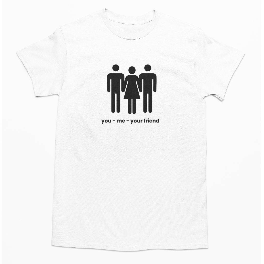 Bílé tričko pro holky s obrázkem lidí a nápisem You - me - Your friend