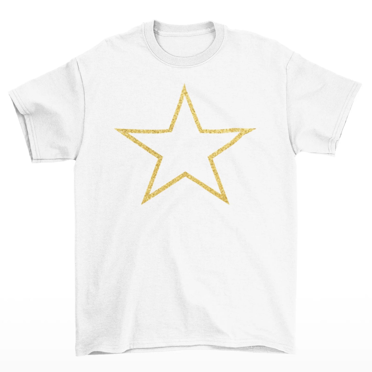 Bílé tričko s velkou zlatou hvězdou