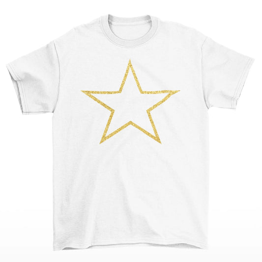 Bílé tričko s velkou zlatou hvězdou