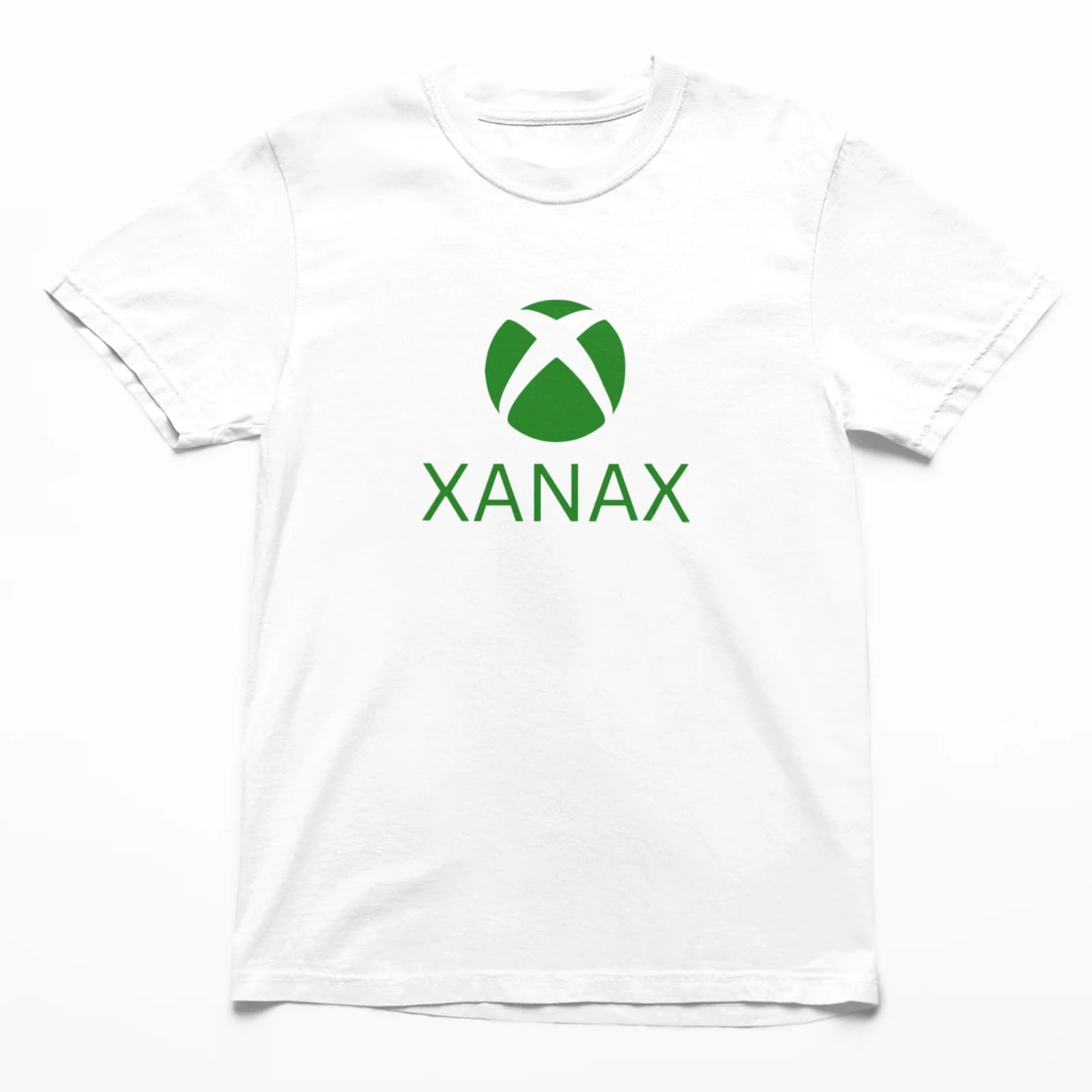 Bílé tričko Xbox se zeleným nápisem xanax