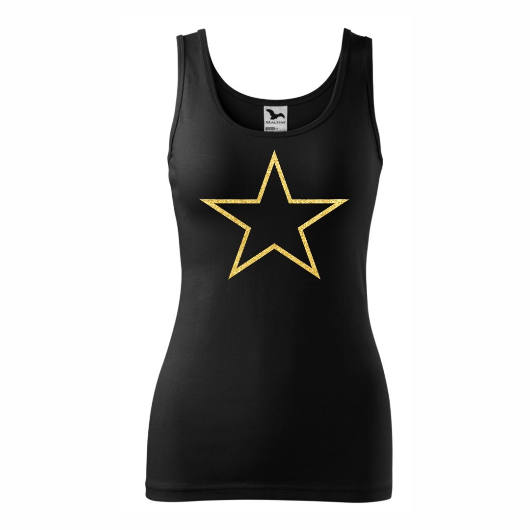 Černé dámské tílko se zlatou hvězdou - velkou