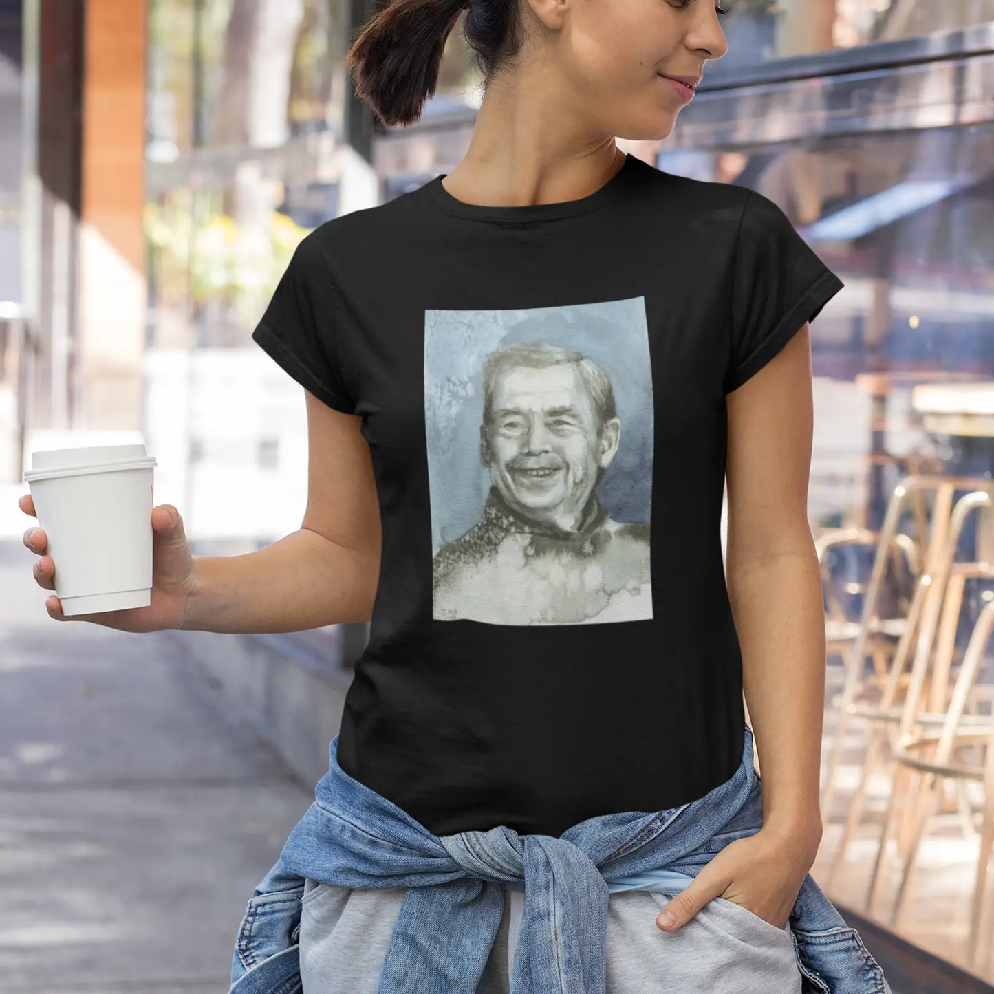 Dámské tričko Václav Havel, akvarel od Terezy O.