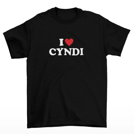Černé tričko s nápisem I love Cyndi