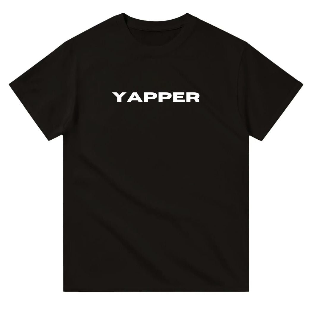 Černé tričko s nápisem YAPPER, tričko pro upovídané
