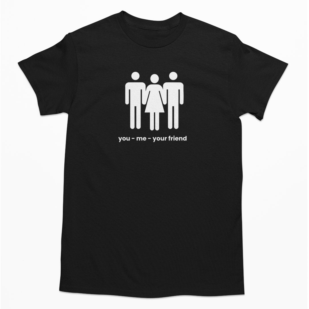 Černé tričko pro holky s obrázkem lidí a nápisem You - me - Your friend