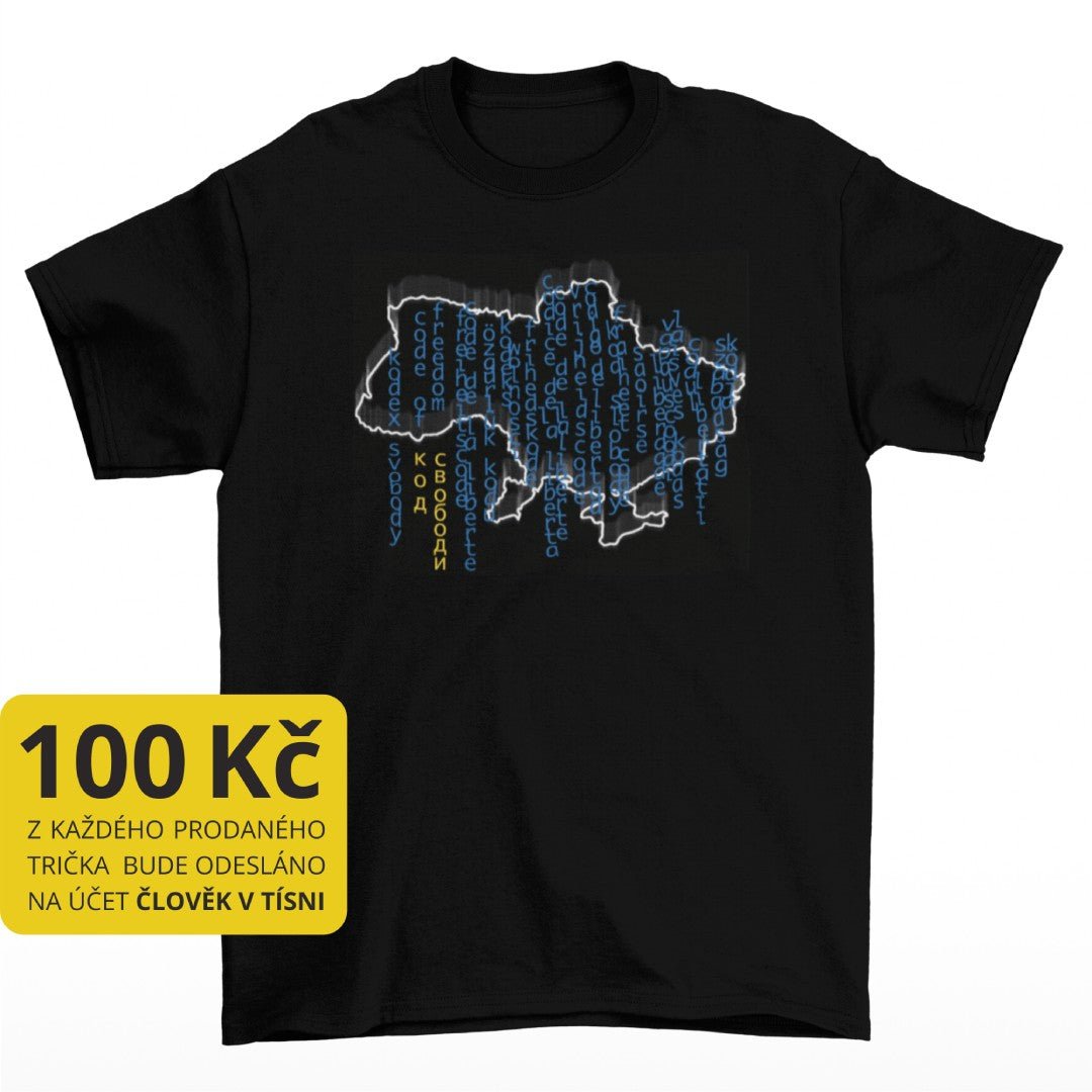 Černé tričko Ukrajina, kód svobody