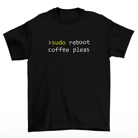 Tričko pro vibecodery - sudo, reboot, coffee pleas