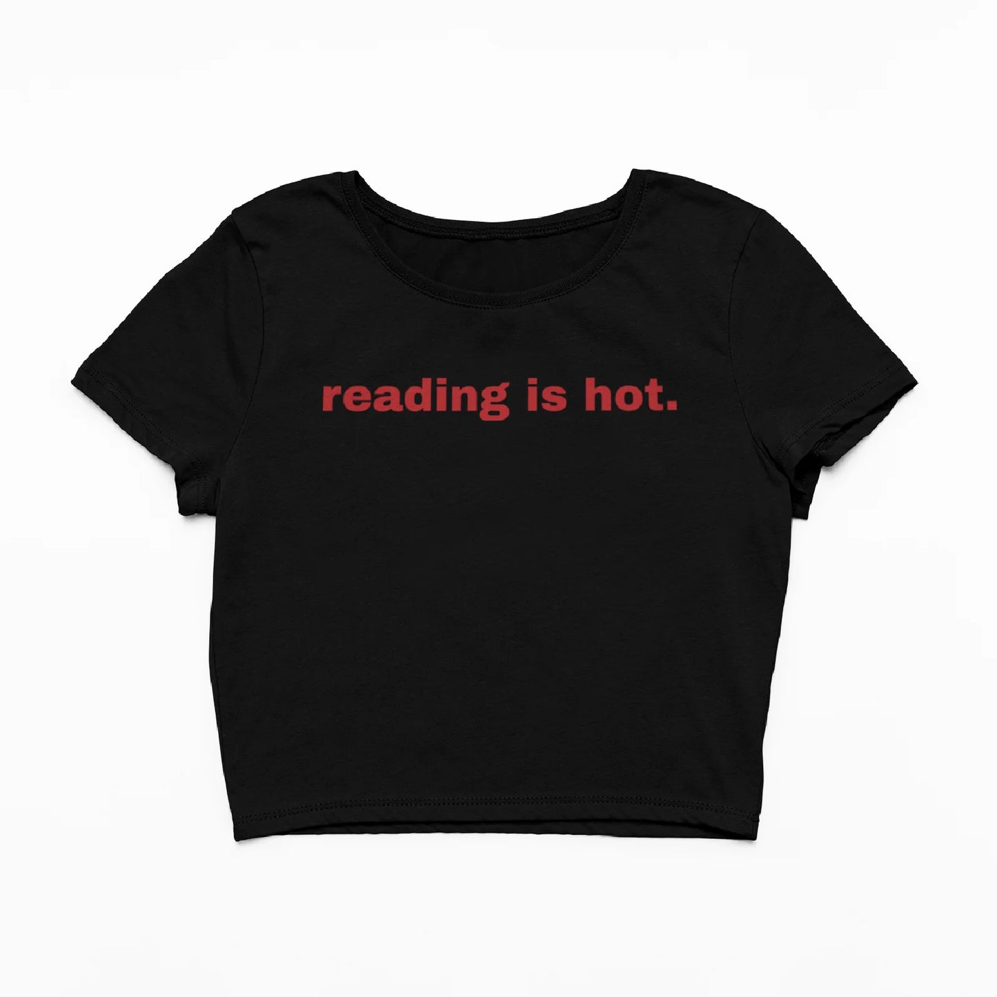 Černý crop top s nápisem Reading is hot