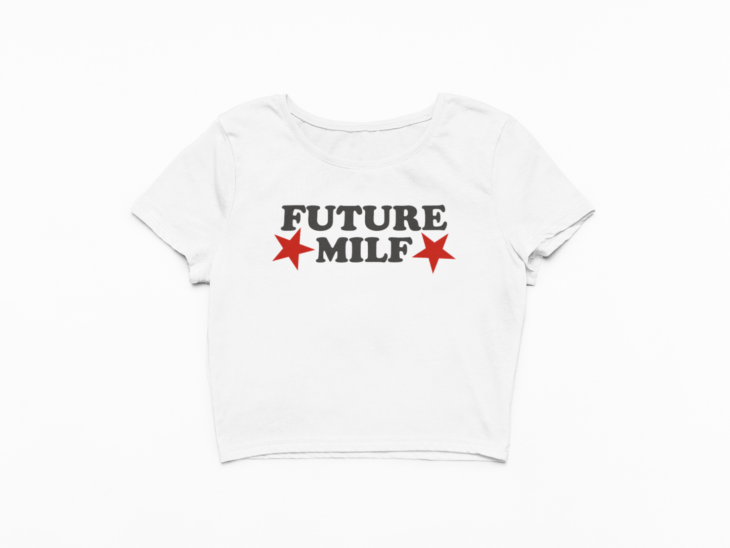Crop top s nápisem FUTURE MILF