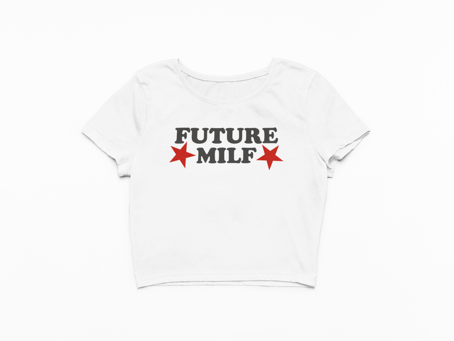 Crop top s nápisem FUTURE MILF