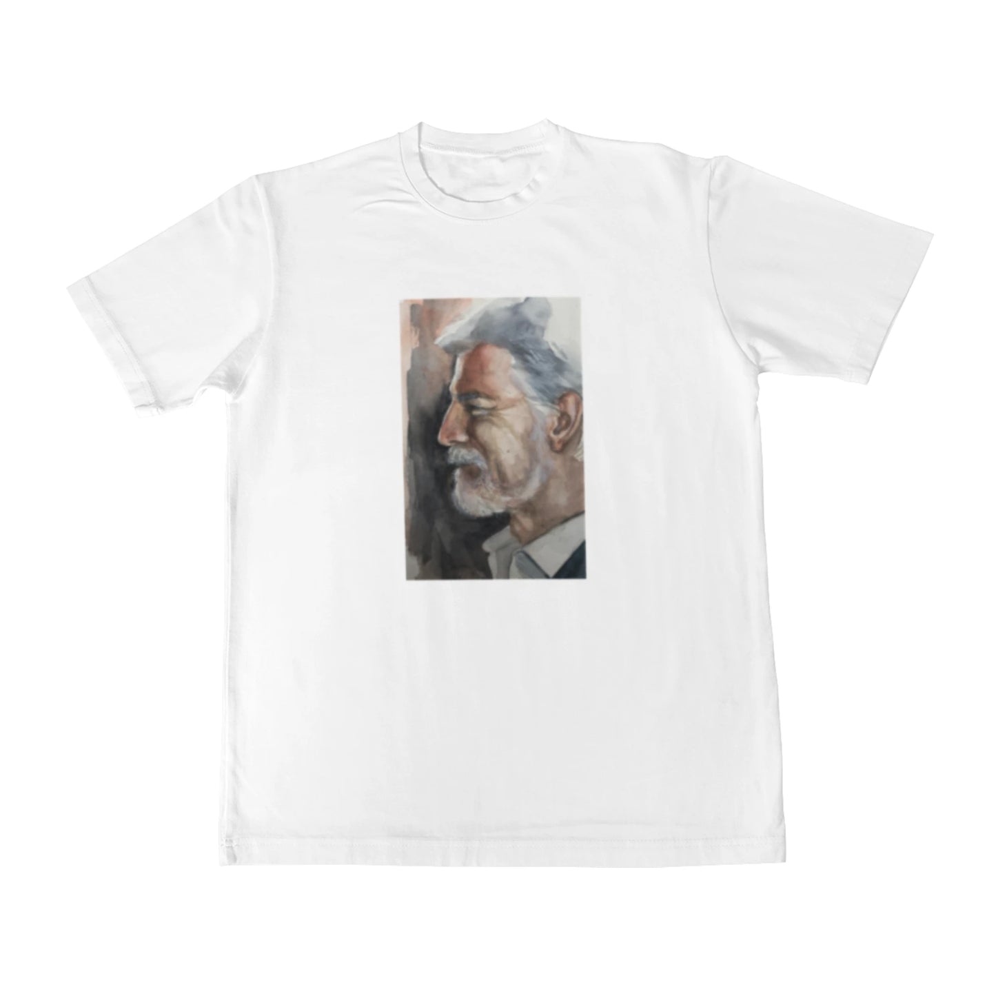 Dětské bílé tričko s portrétem prezidenta Petra Pavla reprodukce akvarel Tereza Mušková Olivová