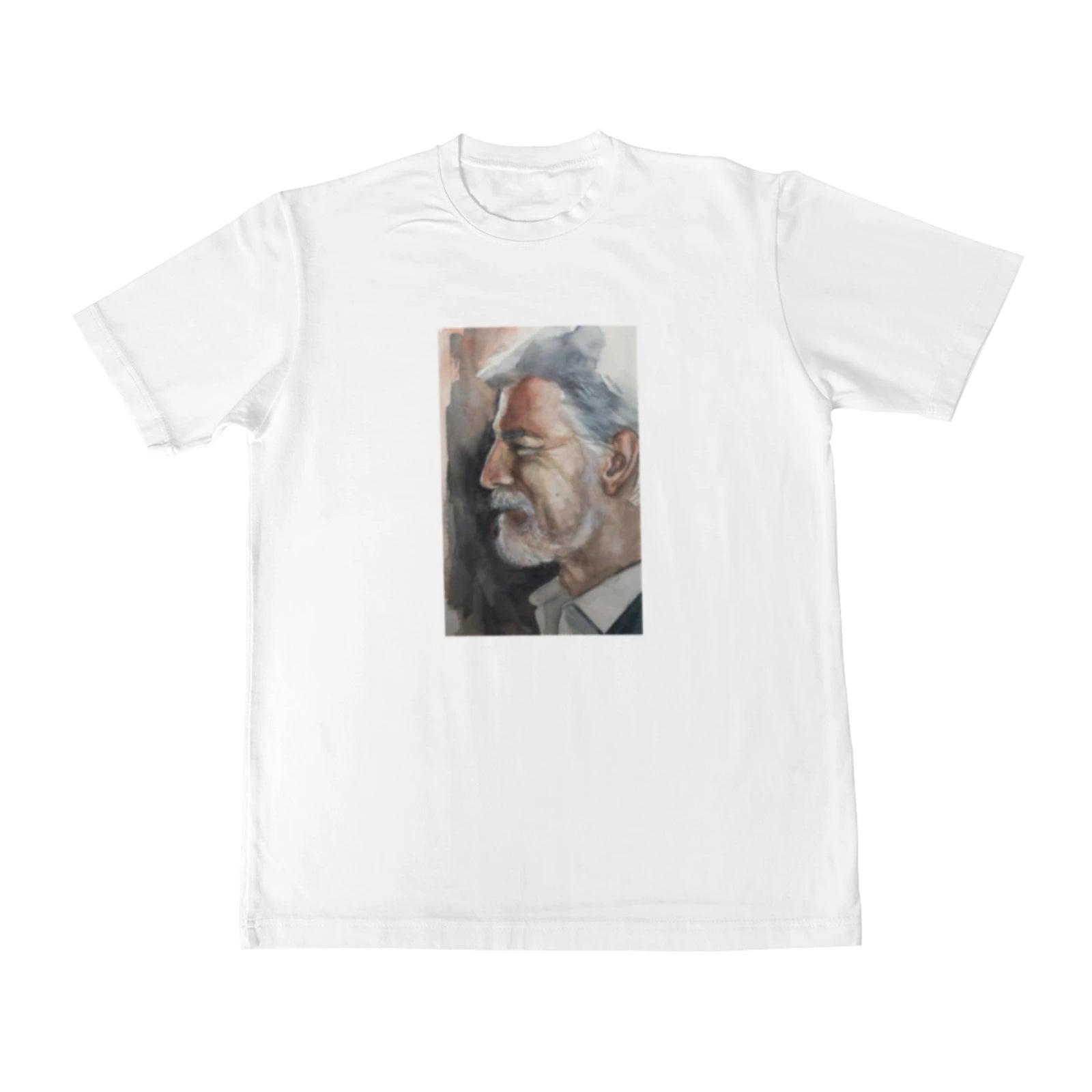 Dětské bílé tričko s portrétem prezidenta Petra Pavla reprodukce akvarel Tereza Mušková Olivová