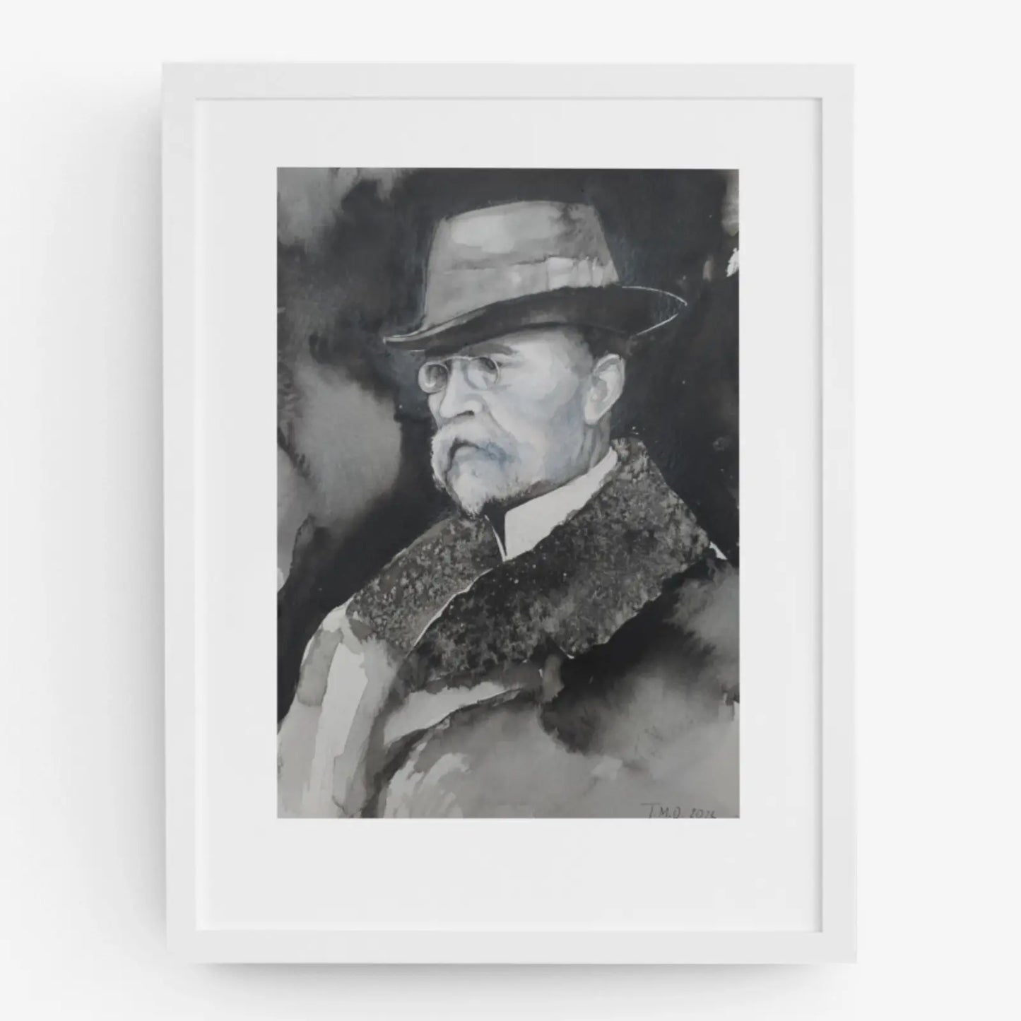 Fotoobraz prezidenta Tomáše Garrigua Masaryka akvarel od Terezy O.