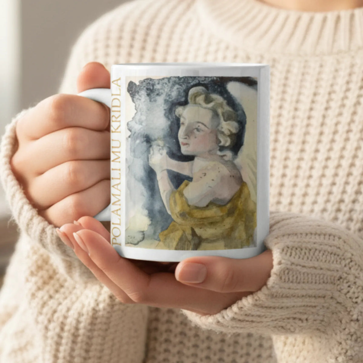 Hrnek s andělem Karla Kryla – akvarel Tereza O.
