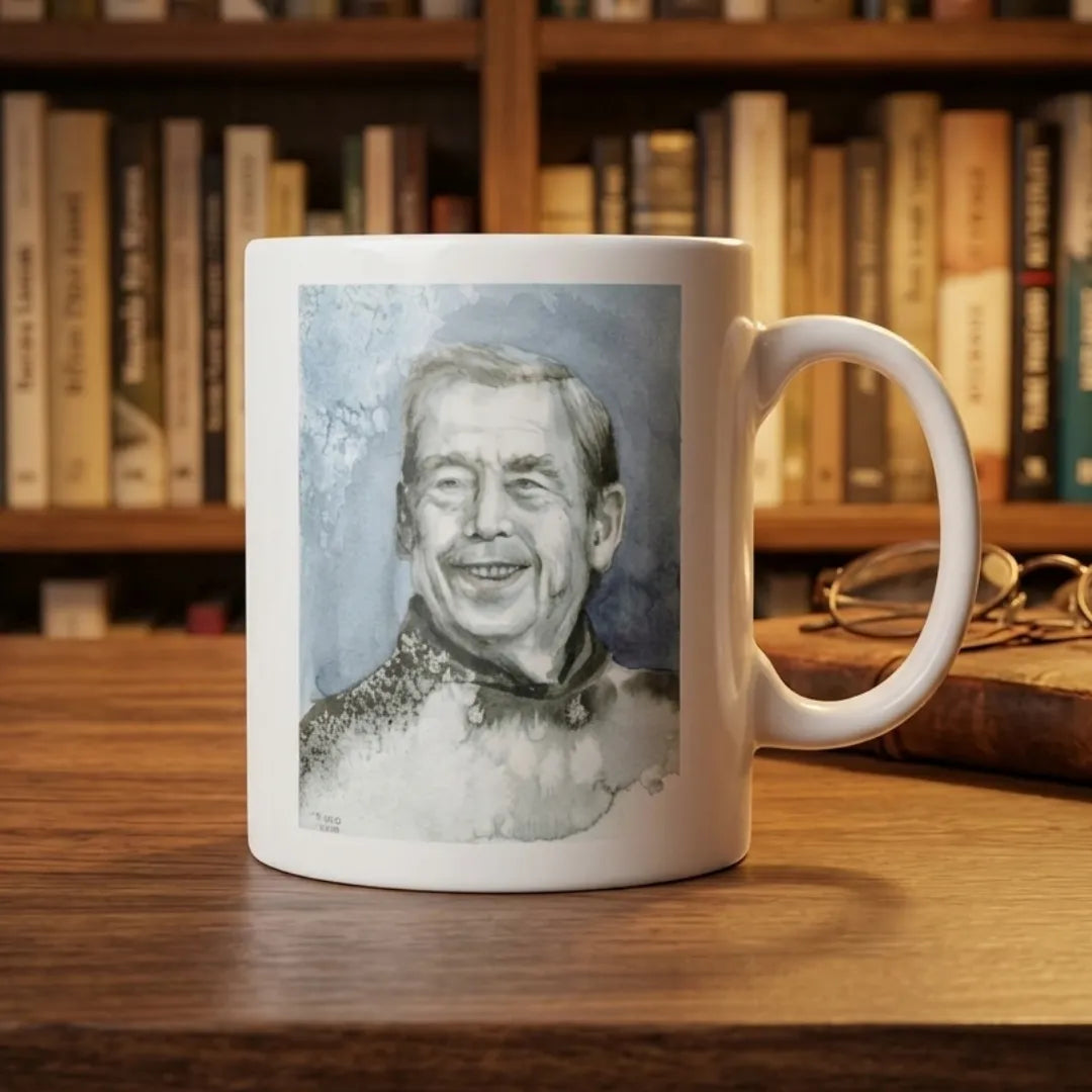 Hrnek Václav Havel – akvarel Tereza O.