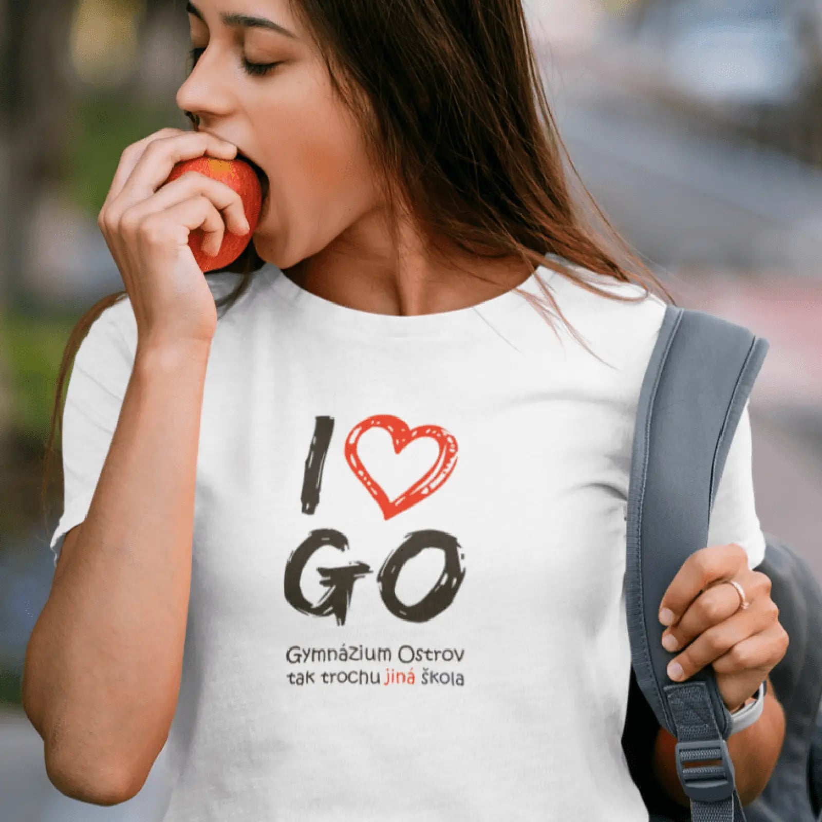 I Love GO - DÁMSKÉ tričko pro fanoušky ostrovského gymnázia - Bílé