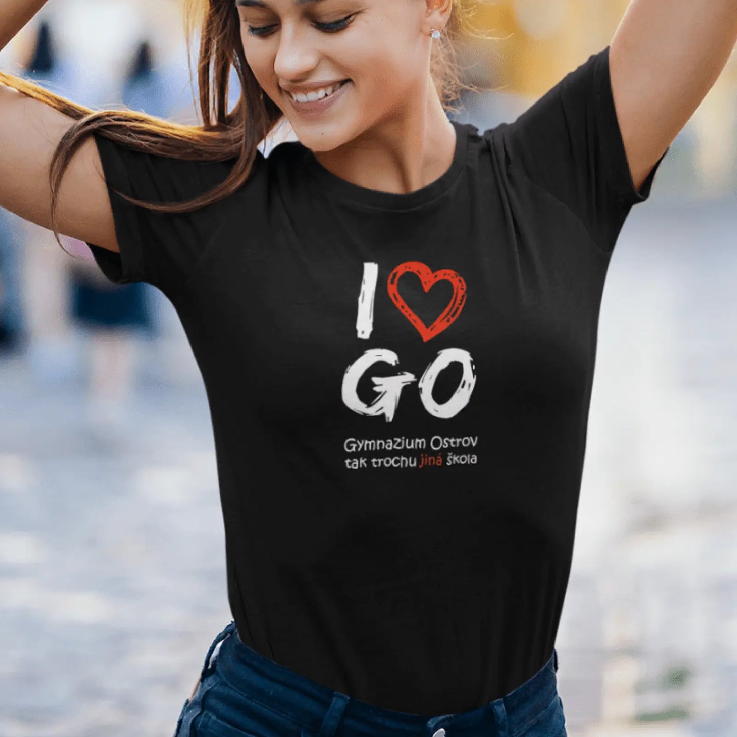 I Love GO - DÁMSKÉ tričko pro fanoušky ostrovského gymnázia - Černé