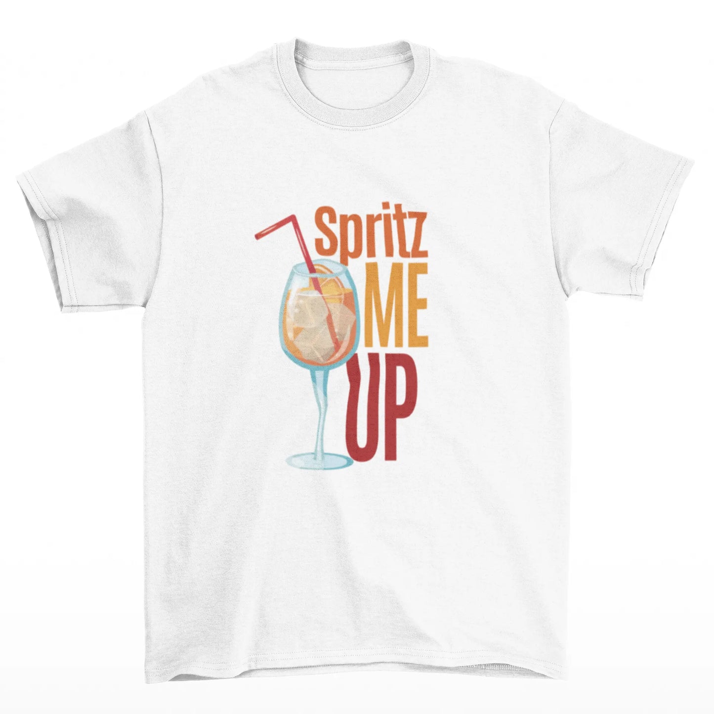Bílé tričko s obrázkem Aperol Apritz a nápisem Spritz me up 