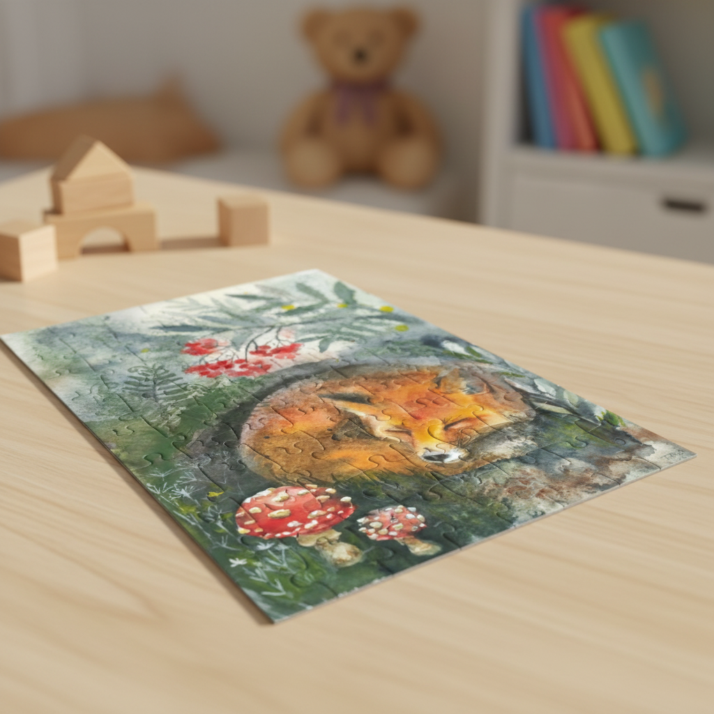 Puzzle s liškou – akvarel Tereza O.