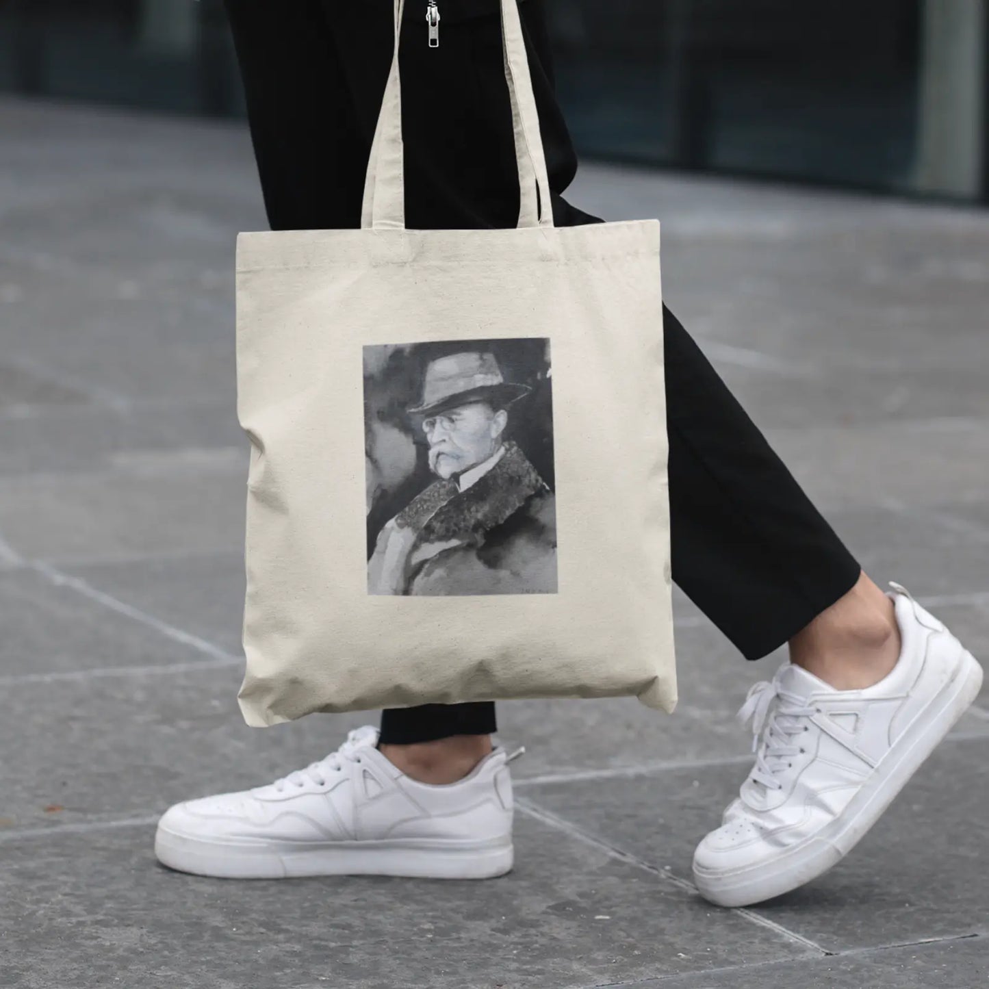 Plátěná taška s portrétem Tomáše Garrigua Masaryka akvarel Tereza O.