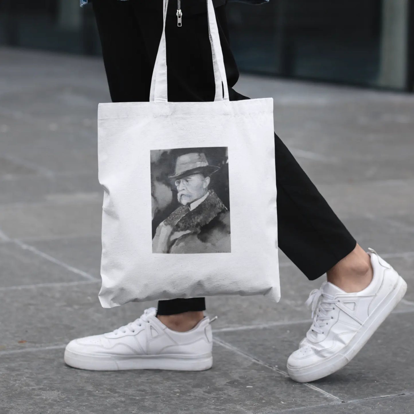 Plátěná taška s portrétem Tomáše Garrigua Masaryka akvarel Tereza O.