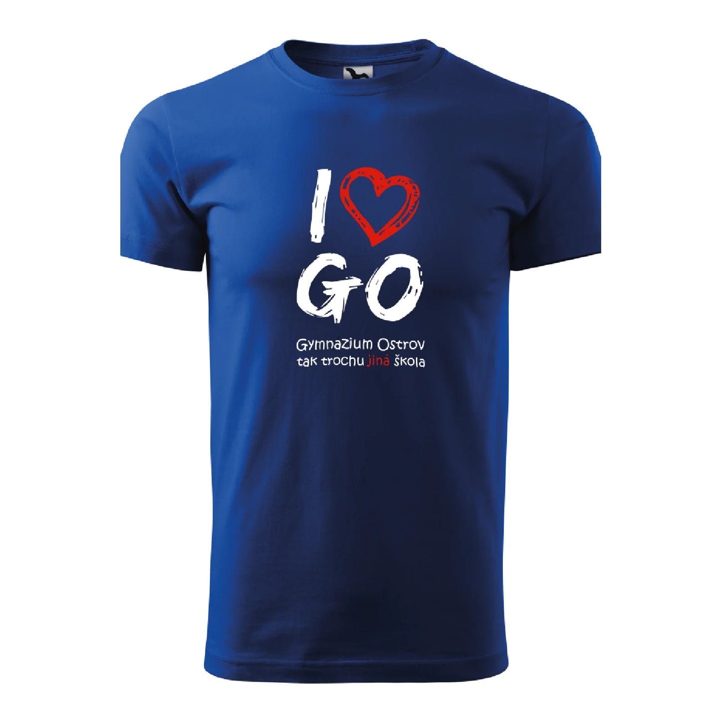 Pánské půlnoční modré tričko s nápisem I Love GO, tričko ostrovského gymnázia - barevná řada II