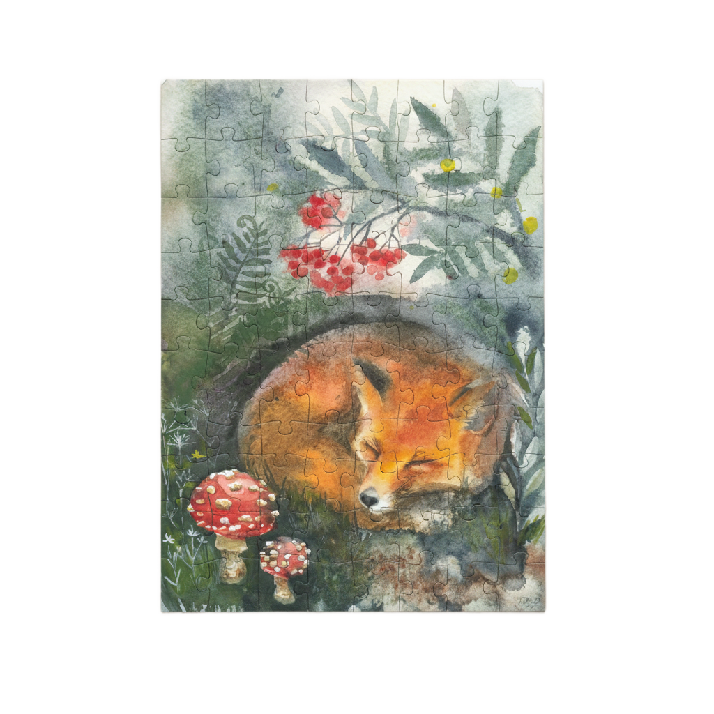 Puzzle s liškou – akvarel Tereza O.
