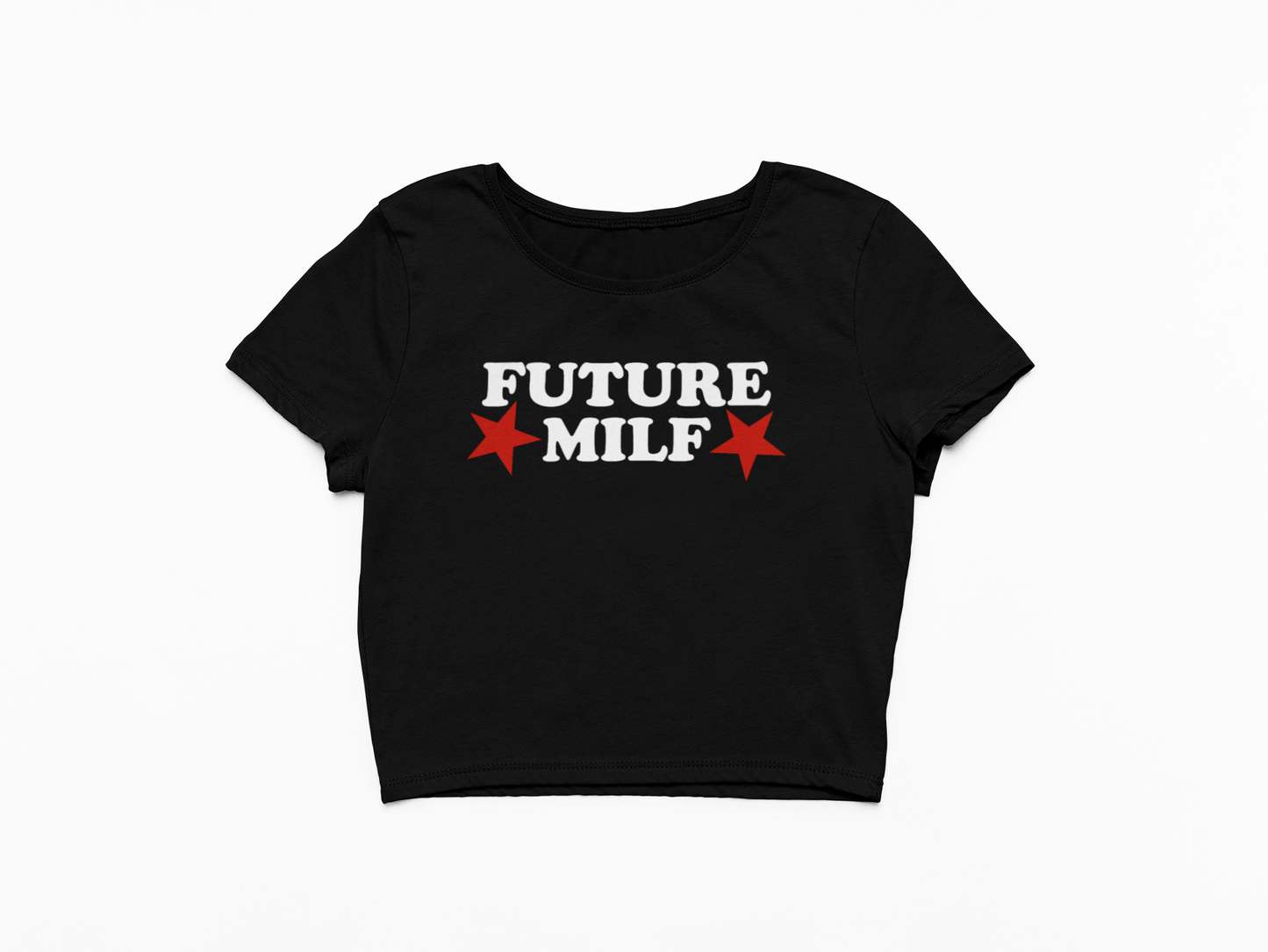 Crop top s nápisem FUTURE MILF
