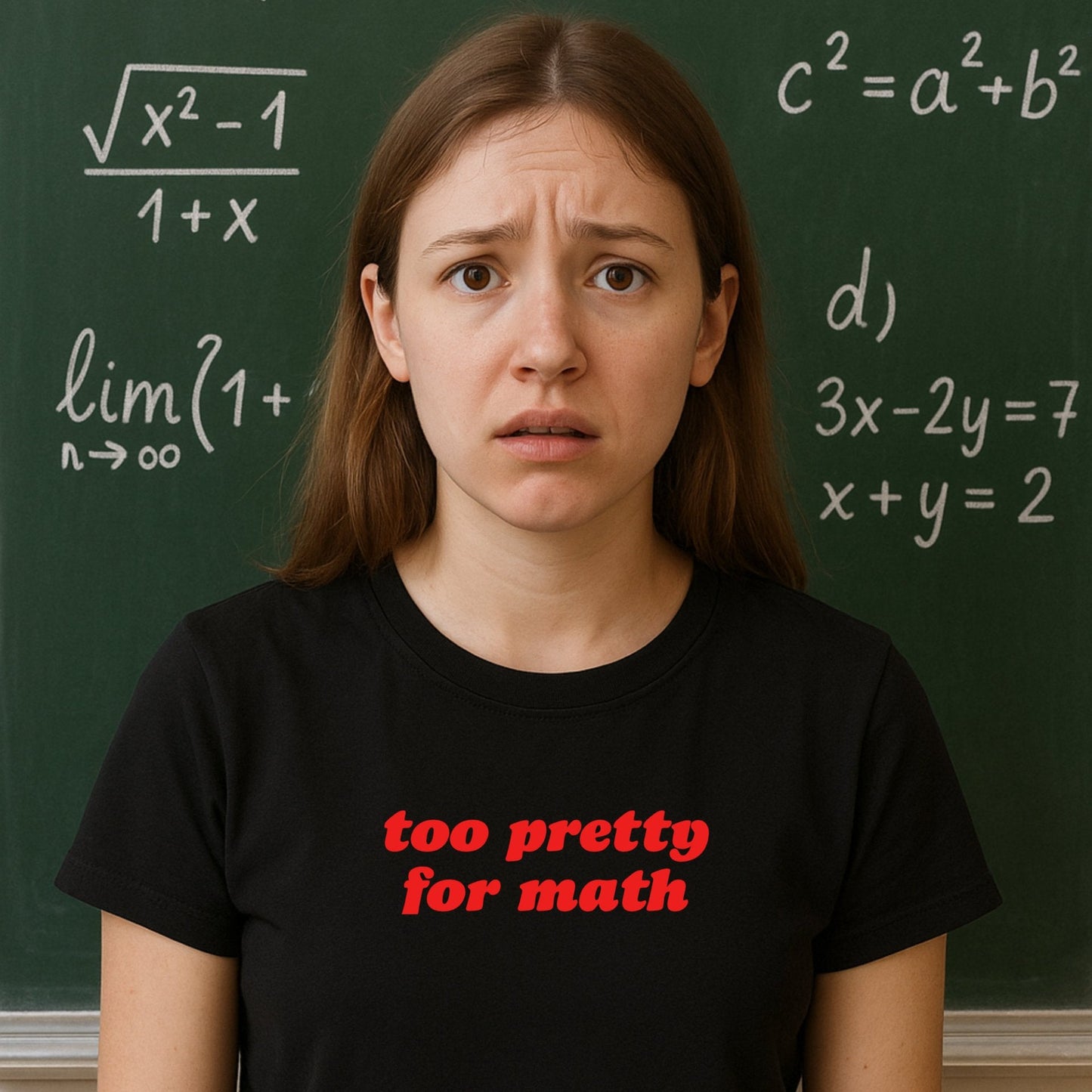Tričko nápisem Too pretty for math