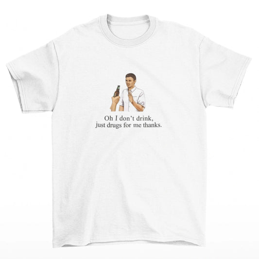 Bílé tričko s nápisem Drink? Ne, jedu jinou ligu