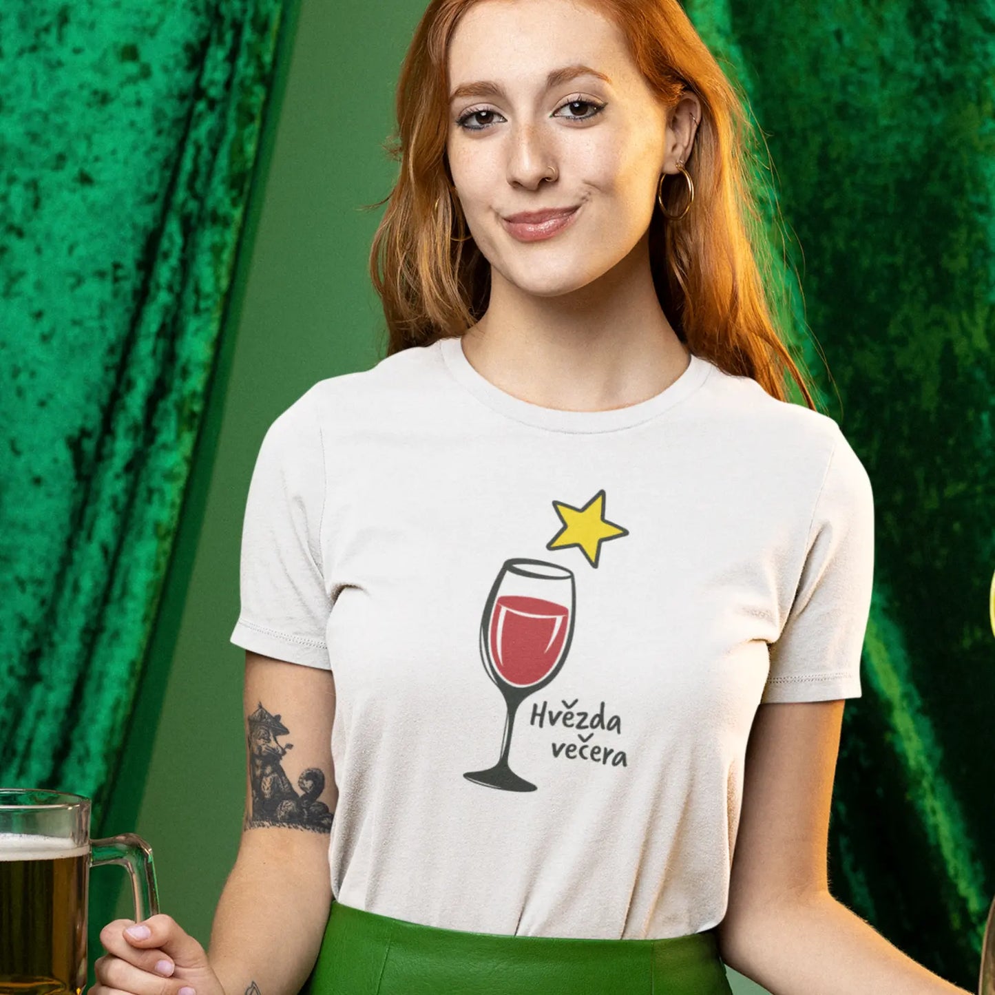 Tričko se sklenicí červeného vína – Hvězda večera