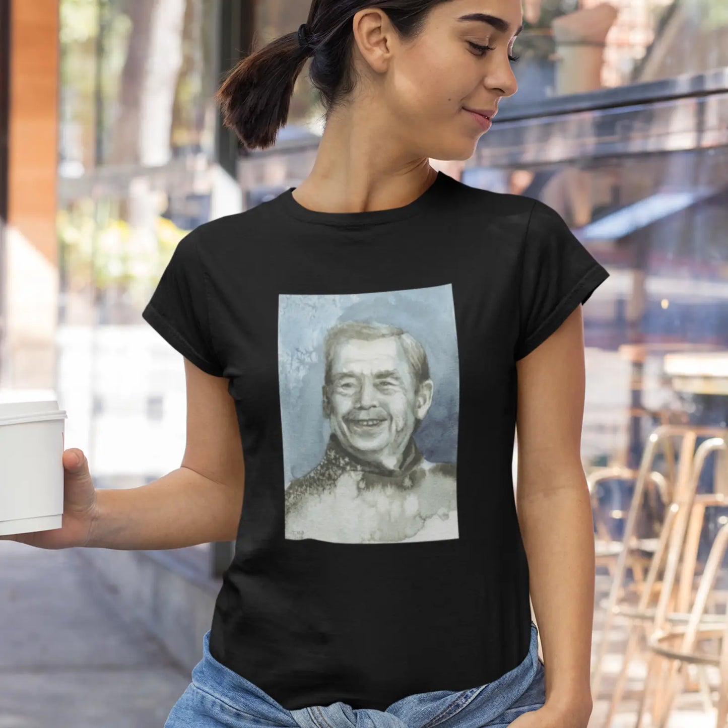 Tričko Václav Havel – akvarel od Terezy O.