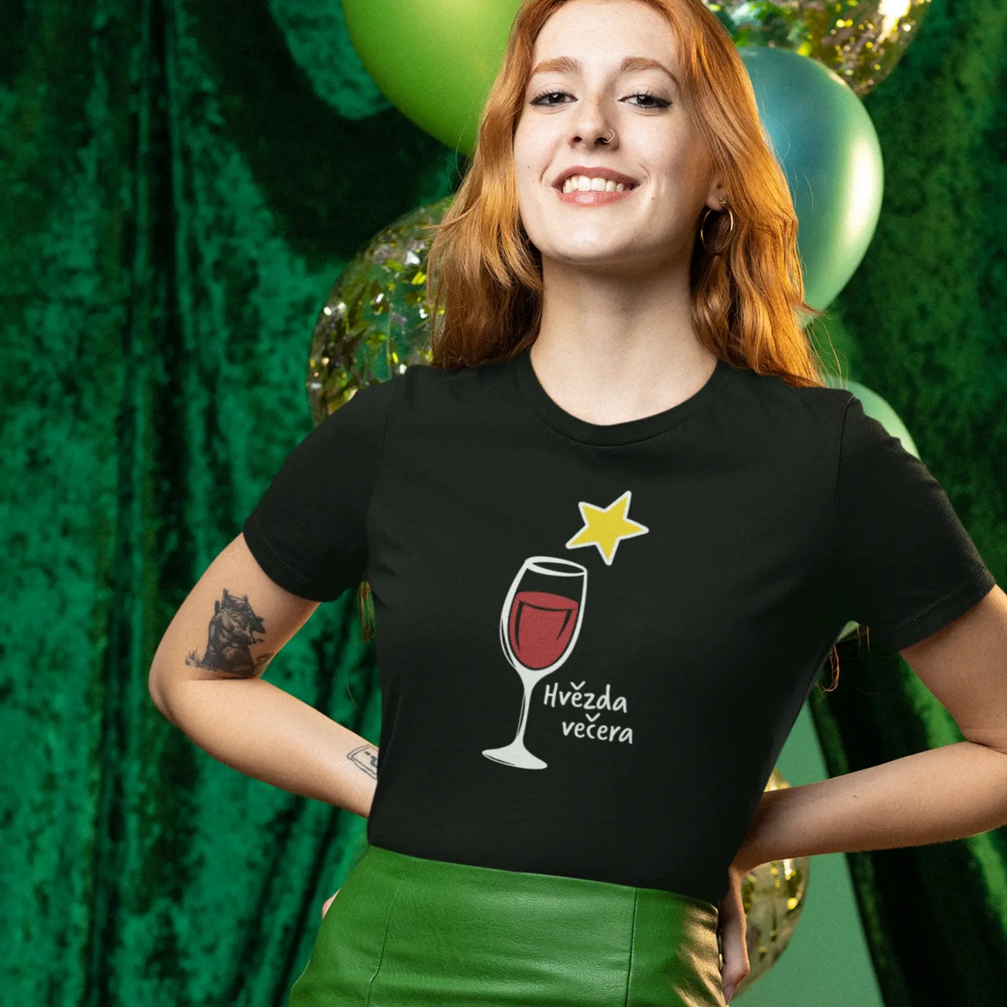 Tričko se sklenicí červeného vína – Hvězda večera