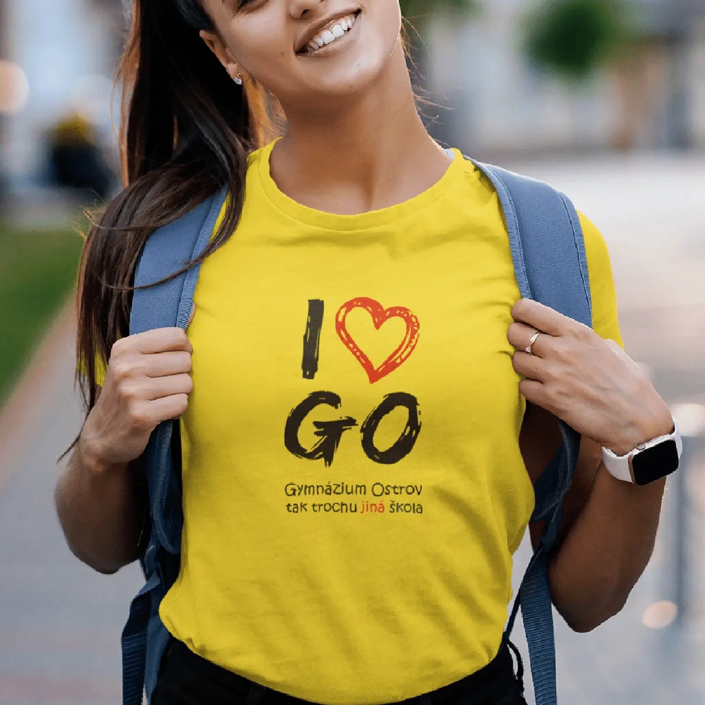 I Love GO - DÁMSKÉ tričko pro fanoušky ostrovského gymnázia - Žluté